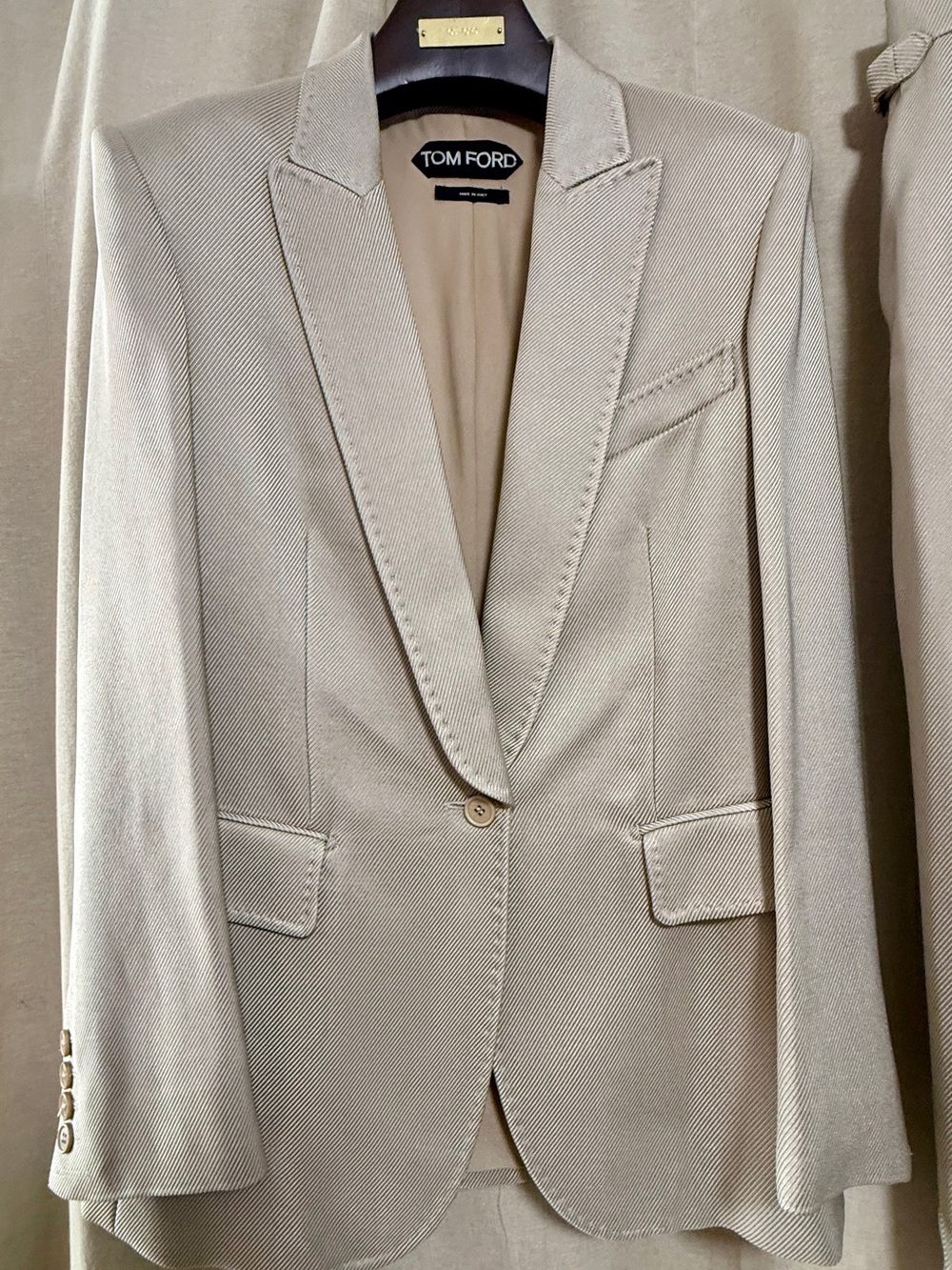 Tom Ford Beige Shawl Lapel Single-Button Blazer